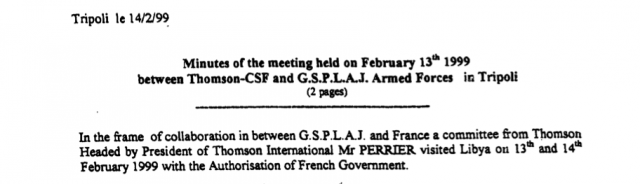 réunion Thales à Tripoli février 1999