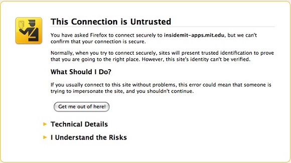This connection is untrusted