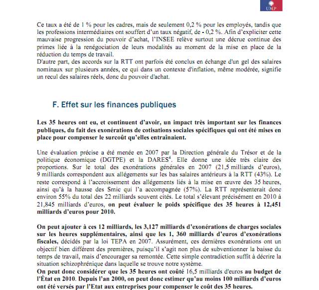 Extrait du rapport Novelli sur les 35h